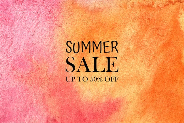 Vector watercolor summer sale . hand painted aquarelle colorful stains on paper