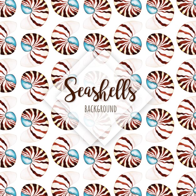 Watercolor summer seashells multipurpose background