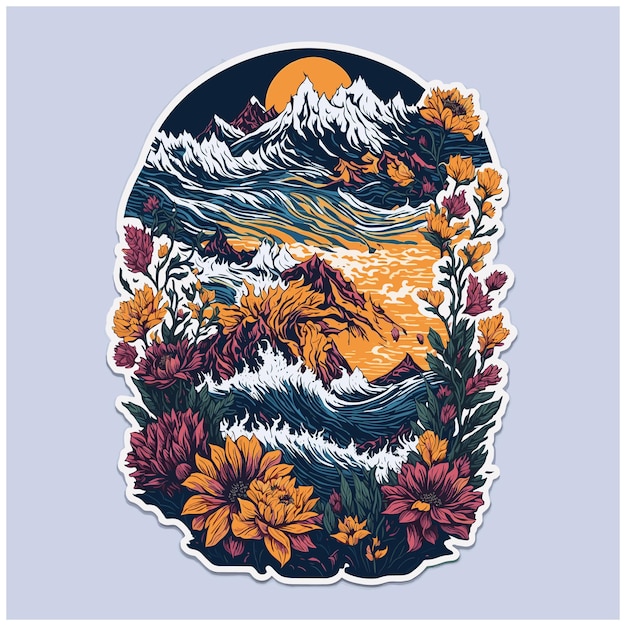 Watercolor summer sticker