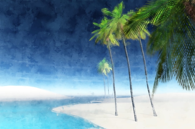 Vector watercolor summer tropical background