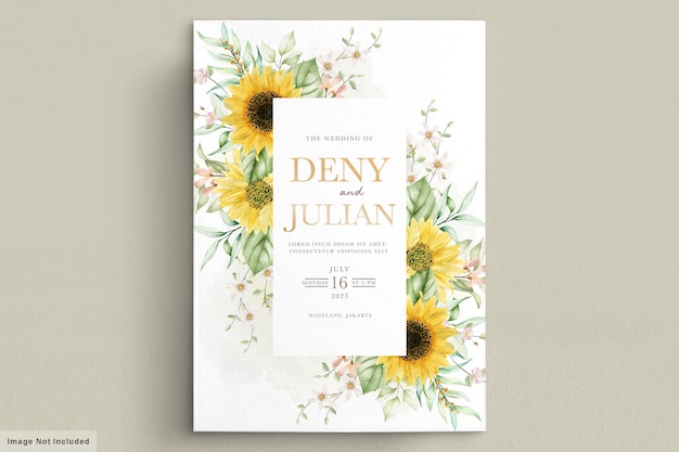 Watercolor sun flower invitation card set