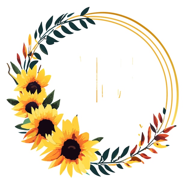 Vettore acquerello girasole boho cornice di progettazione vettoriale illustrazione piana 2