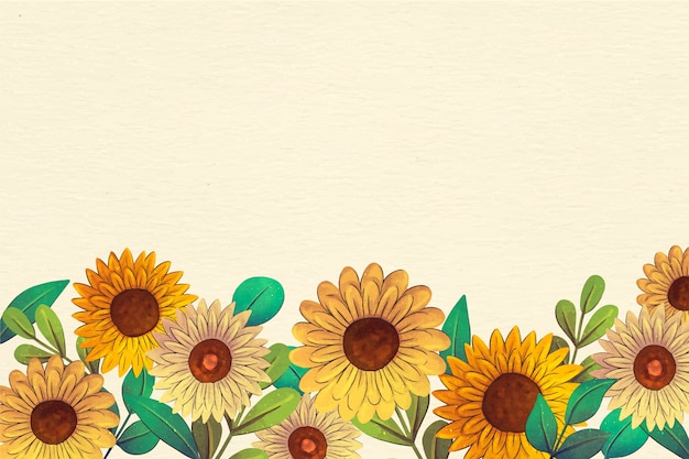 Vector watercolor sunflower border design