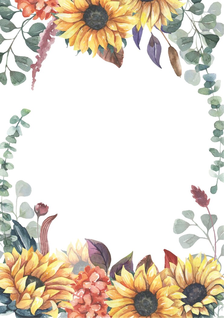Watercolor sunflower frame.