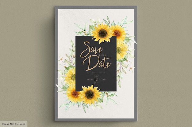 watercolor sunflower invitation card set