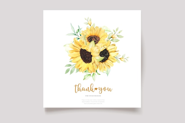 watercolor sunflower invitation card