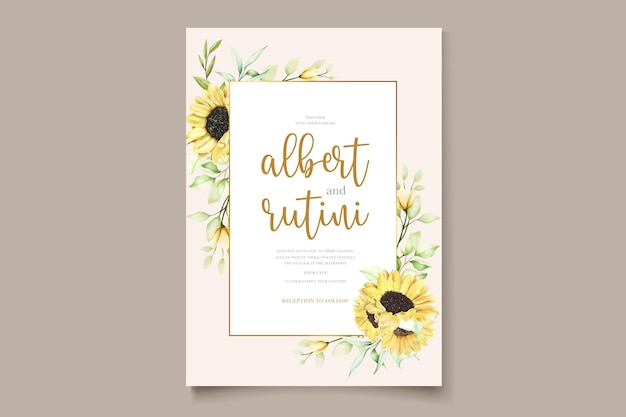 watercolor sunflower invitation card