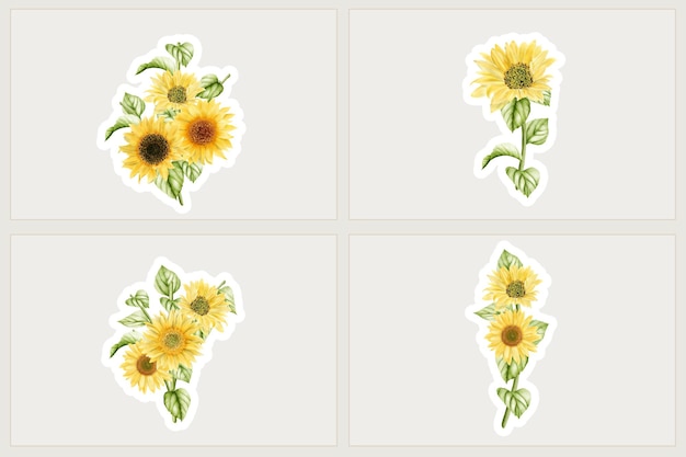 watercolor sunflower sticker illustration