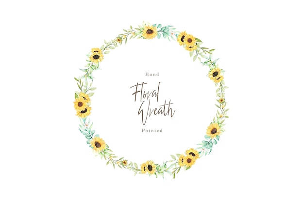 watercolor sunflower wreath illustration