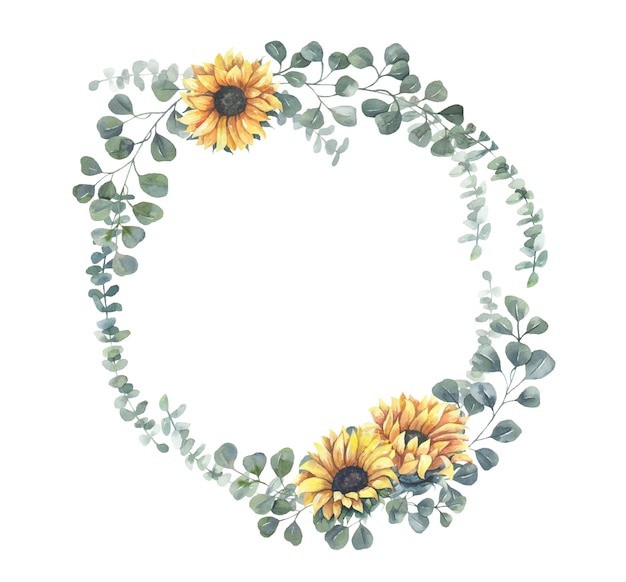 Watercolor sunflower wreath.