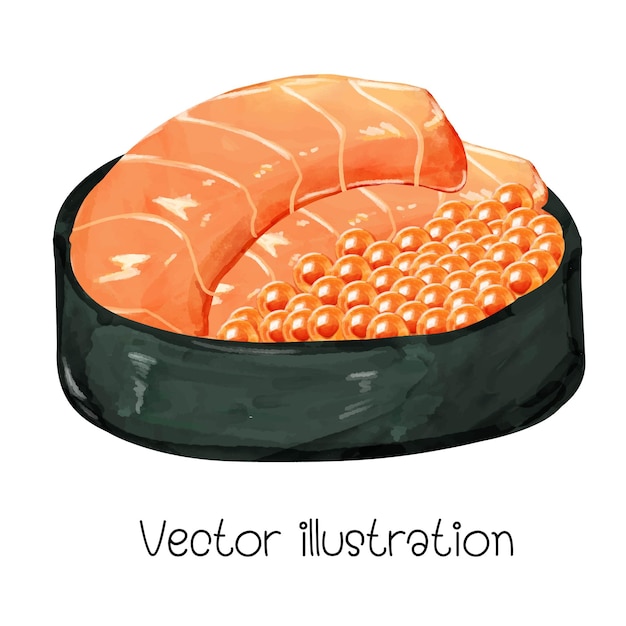 Vector watercolor sushi vector illustration japanese food