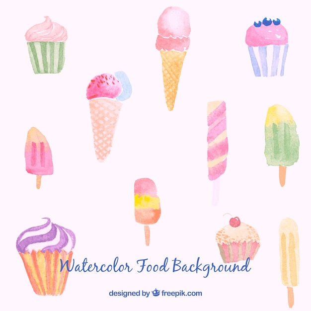 Vector watercolor sweet food background