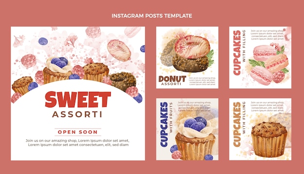 Watercolor sweets instagram posts