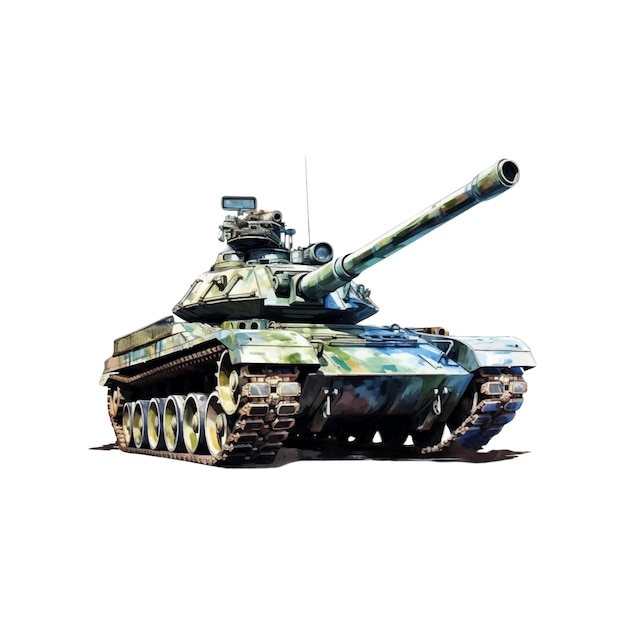 Вектор watercolor tank on white background