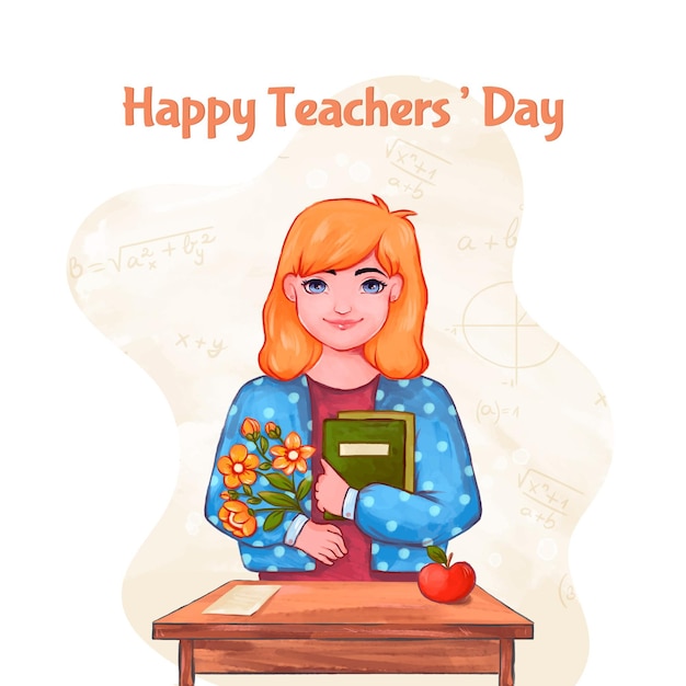 Vector watercolor teachers' day illustration