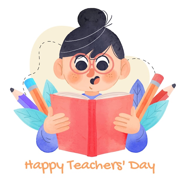 Vector watercolor teachers' day illustration