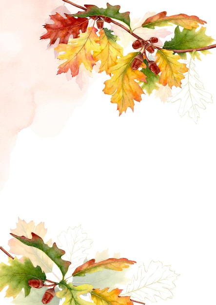 Watercolor template in colorful autumn