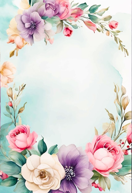 Watercolor texture Background with Flower