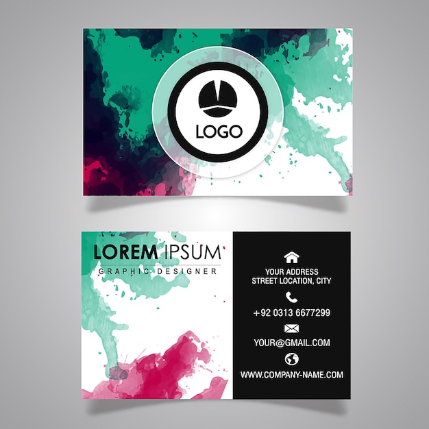 Vector watercolor texture visting card