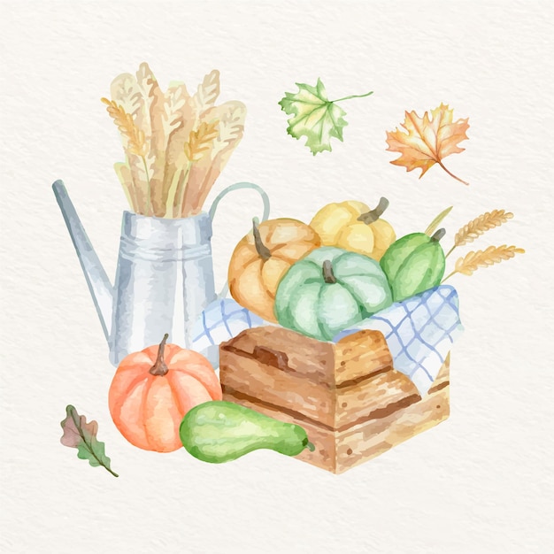 Vector watercolor thanksgiving illustration