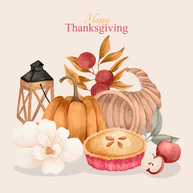 Vector watercolor thanksgiving illustration