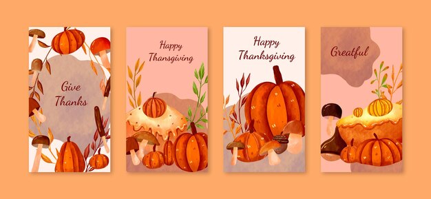 watercolor thanksgiving instagram stories template design