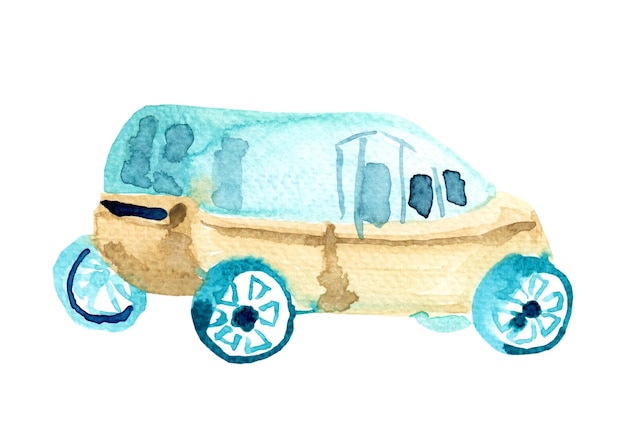 Vector watercolor toy car