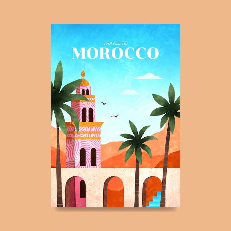 Vector 모로코 여행 포스터