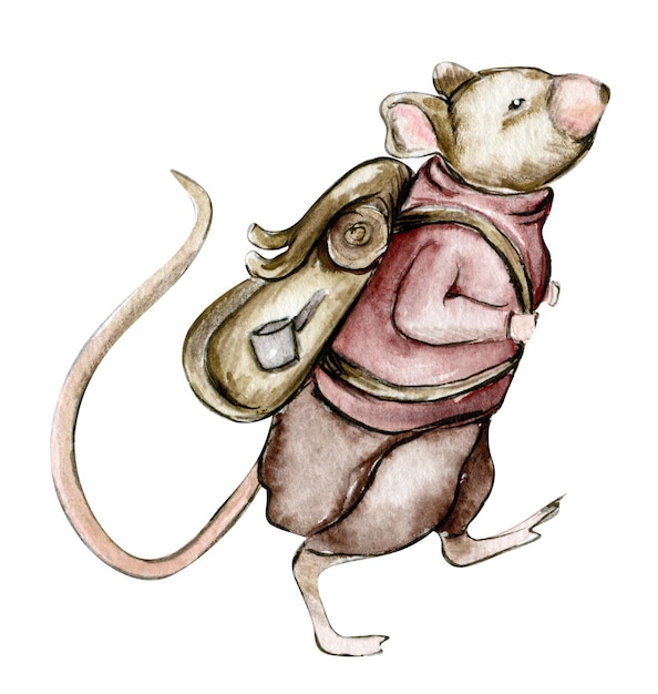 Watercolor travelling mouses romantic mouses inspace