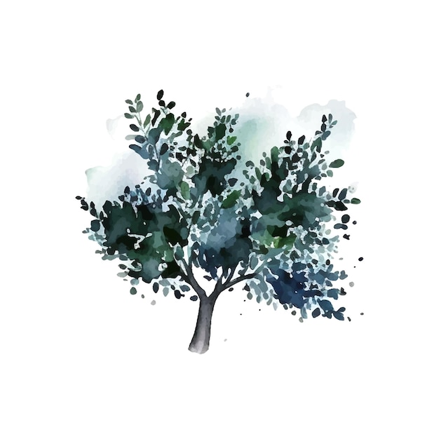 Акварельное дерево ручной рисунок векторной живописи природы