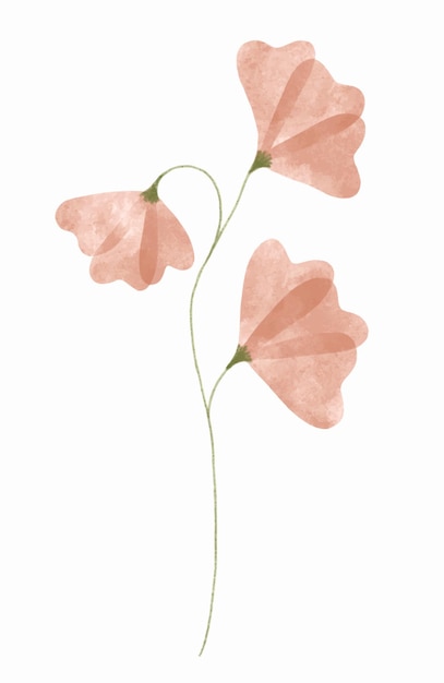 Watercolor trendy flower. Vector illustration for web, app and print. Elegant feminine shape