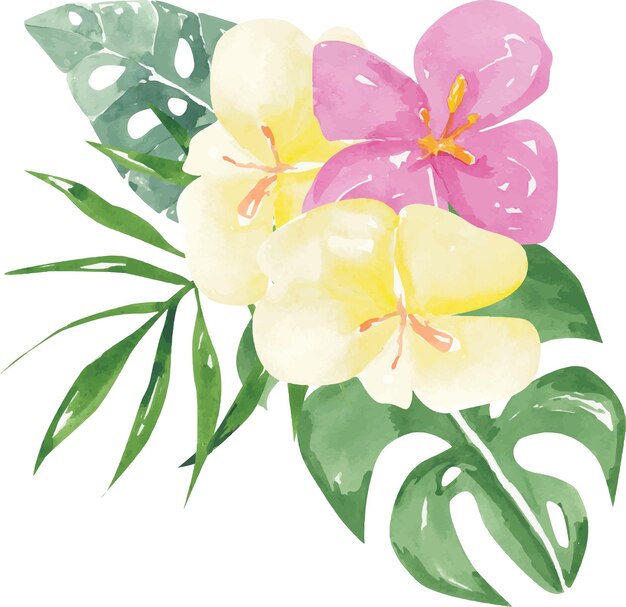 Watercolor tropical bouquet