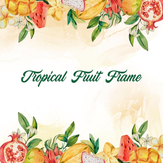 watercolor tropical fruit frame hand painted