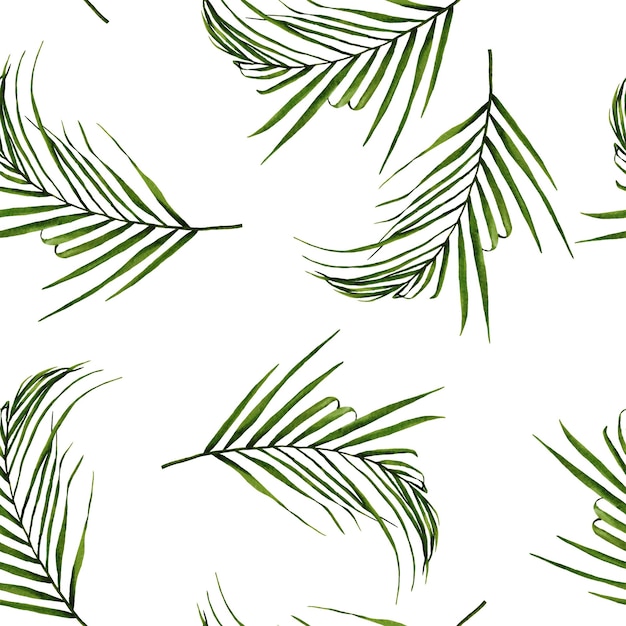 Vector watercolor tropical palm leaves pattern background