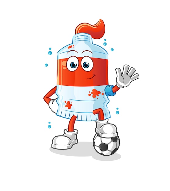 Watercolor tube playing soccer illustration. character vector