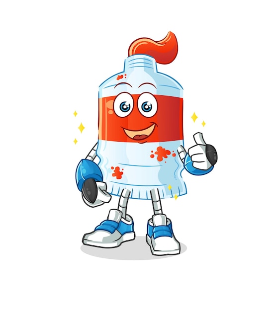 watercolor tube robot character. cartoon mascot vector