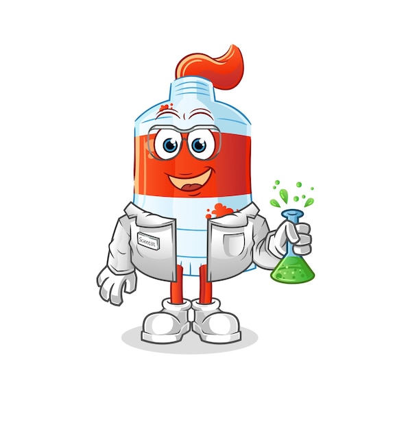 watercolor tube scientist character. cartoon mascot vector
