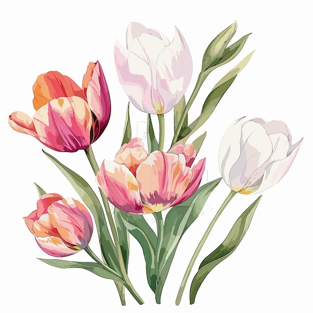 Watercolor Tulips Floral illustration