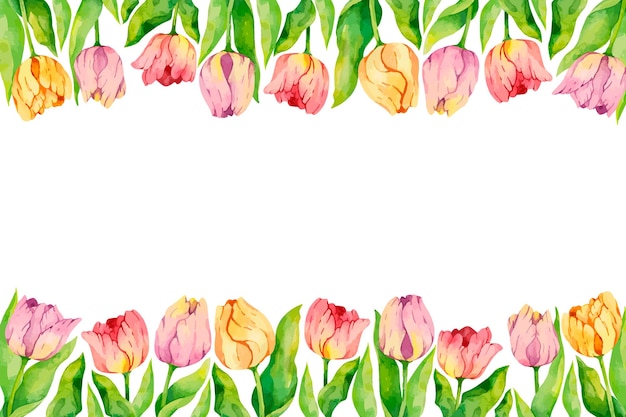 Watercolor tulips frame