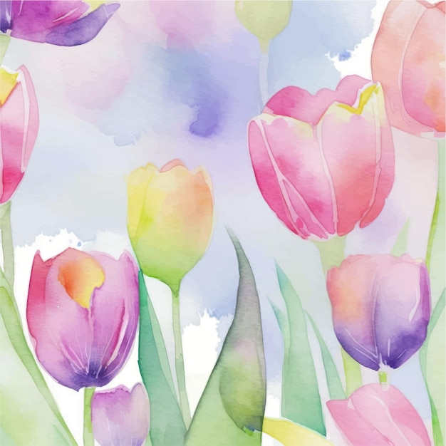 Watercolor tulips