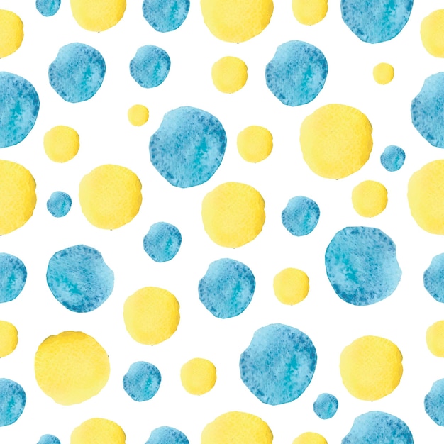 Watercolor Ukraine pattern with blue and yellow dots Vector illustration