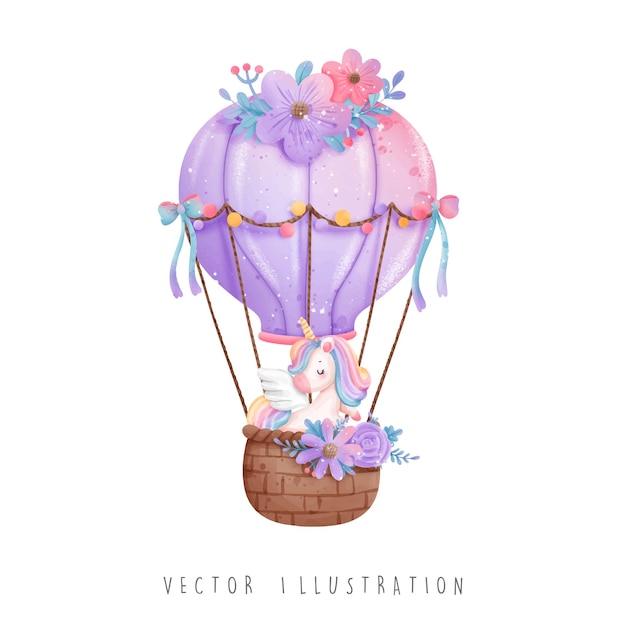 Watercolor unicorn magical unicorn vector illustration