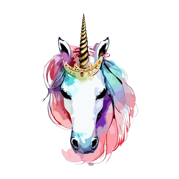 수채 Unicorn Majesty 행복한 지배