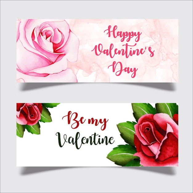 Watercolor Valentine Banner