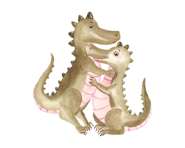 Watercolor valentine Dinosaur Clipart, Couple Dino sublimation for printing, clothes, t-shirts