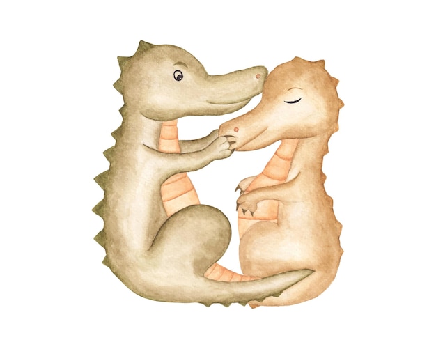 Watercolor valentine Dinosaur Clipart, Couple Dino sublimation for printing, clothes, t-shirts