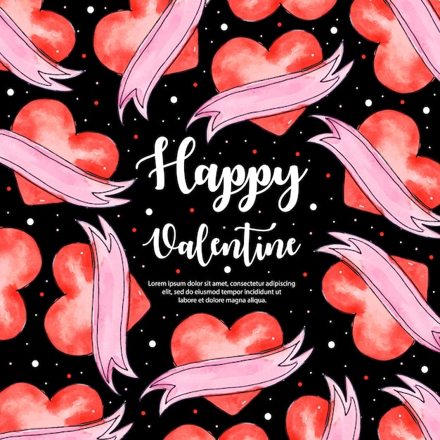 Watercolor Valentine Elements Background