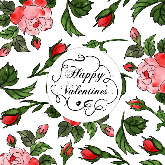 Watercolor valentine floral background