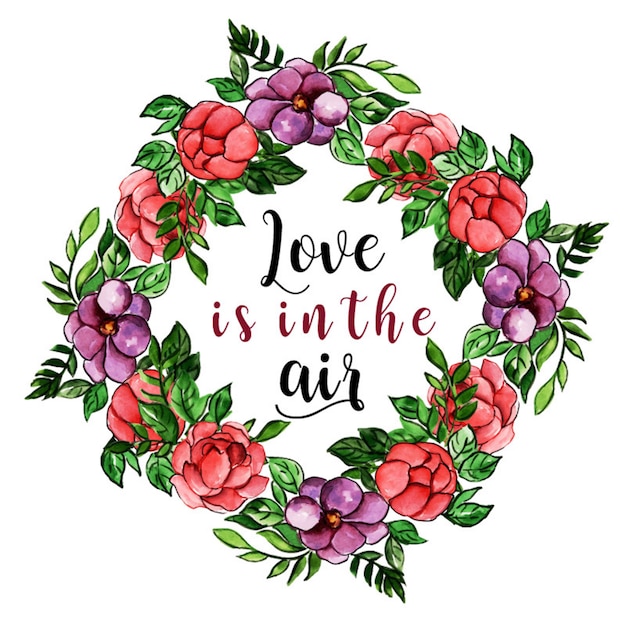 Watercolor valentine floral background