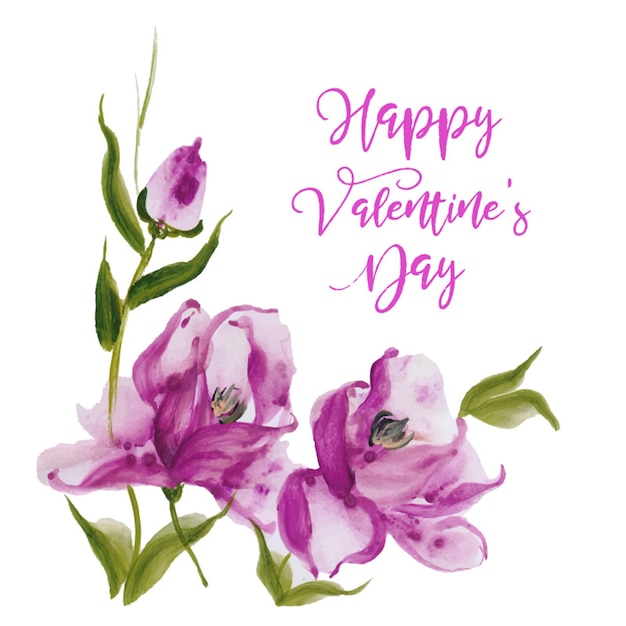 Vector watercolor valentine floral background